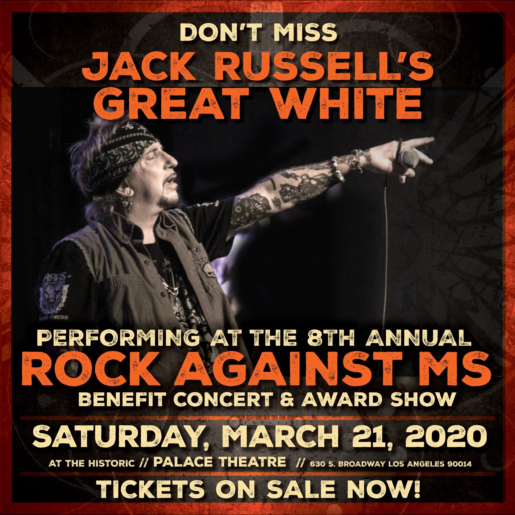 THE 8th ANNUAL ROCK AGAINST MS BENEFIT CONCERT & AWARD SHOW AT THE HISTORIC PALACE THEATRE SATURDAY, MARCH 21st. 2020