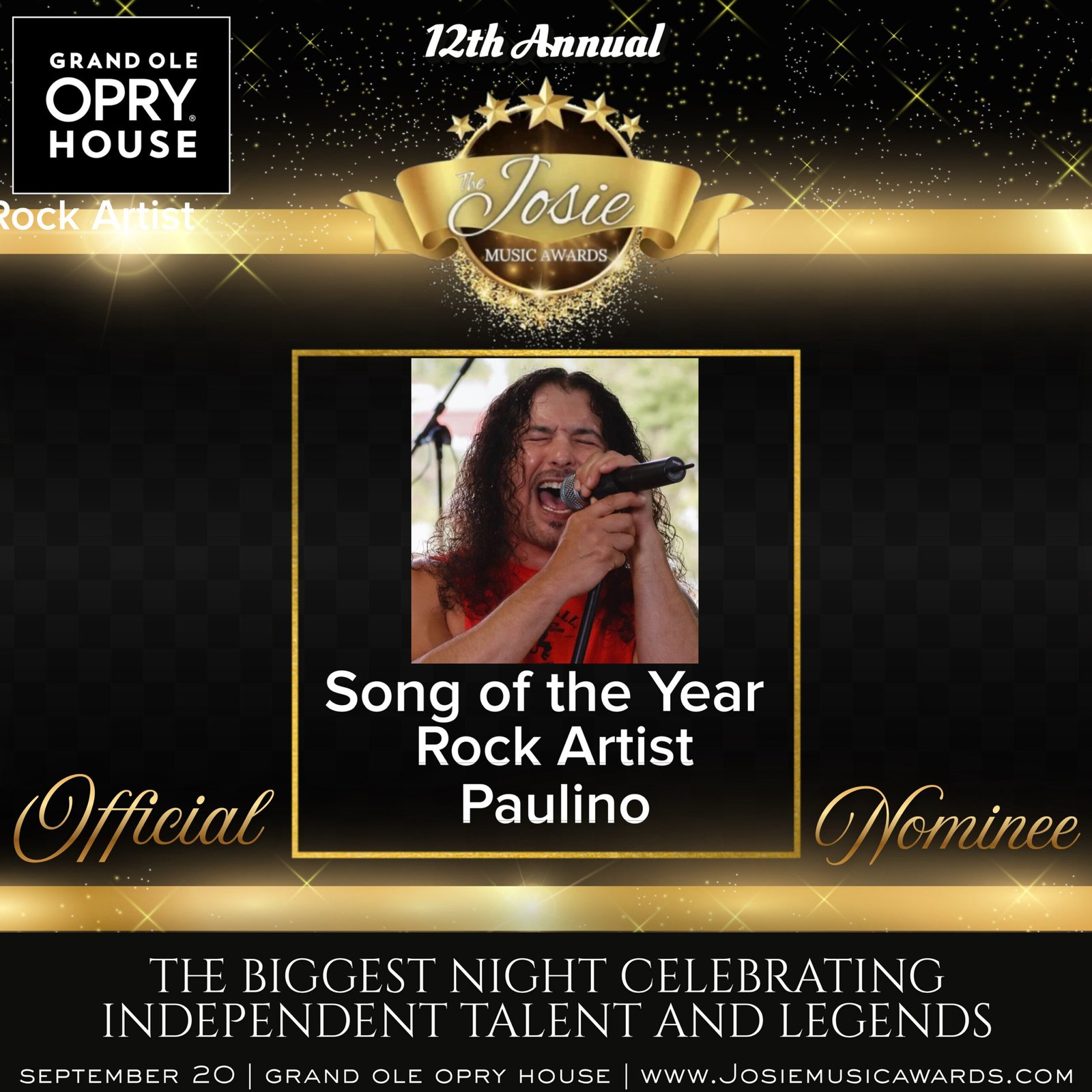 PAULINO EARNS SONG OF THE YEAR NOD AT THE JOSIE MUSIC AWARDS FOR “DON’T GIVE UP ON ME”